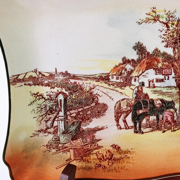 Royal Doulton Rustic England Serving Plate Countryside Thatched Roof Cottages - Picture 4 of 6